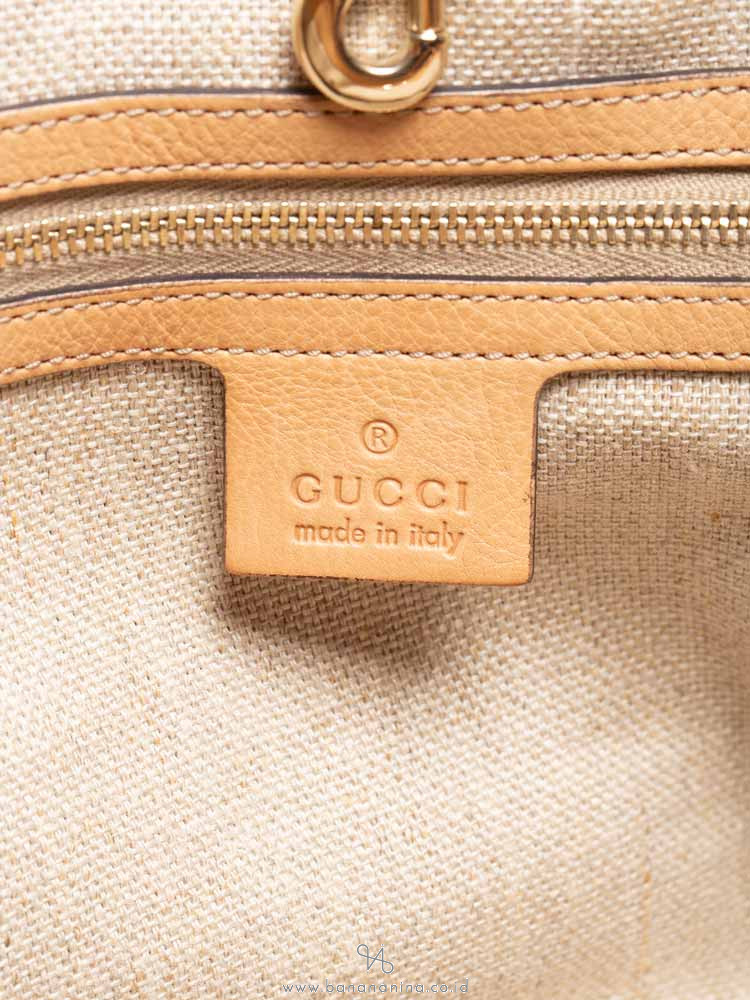GUCCI GG Canvas Marrakech Tote Beige Brown