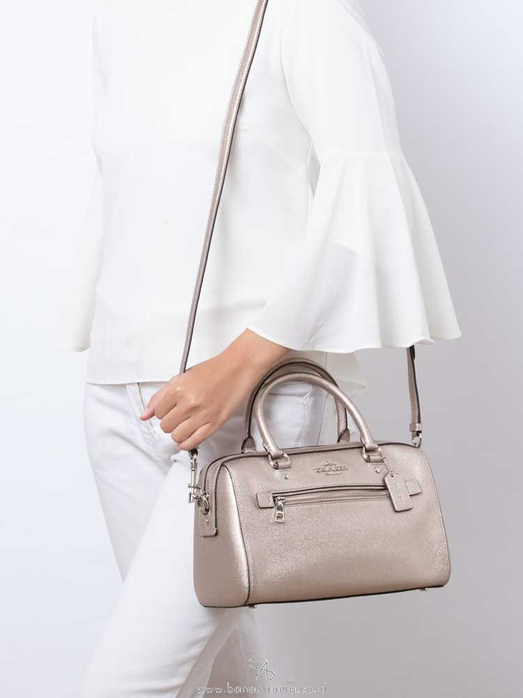 COACH 79954 Metallic Rowan Satchel Platinum
