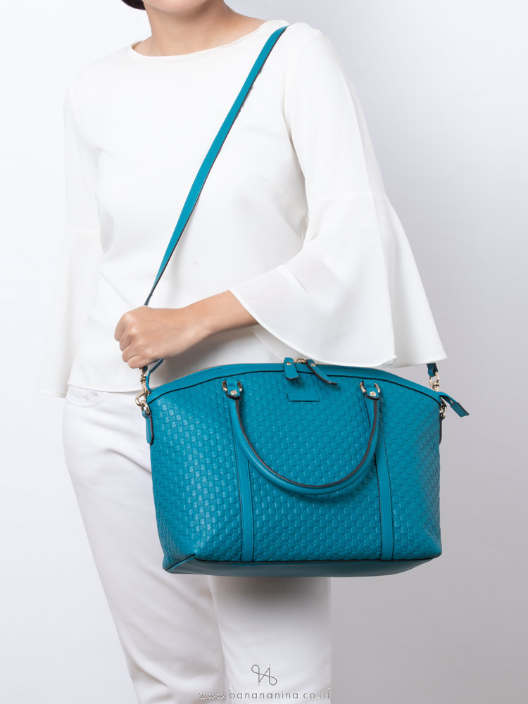 GUCCI Micro Guccissima Satchel Teal