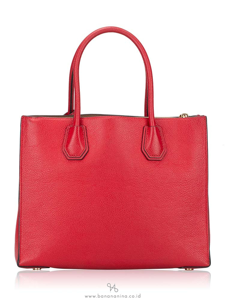 MICHAEL KORS Mercer Leather Large Tote Bright Red