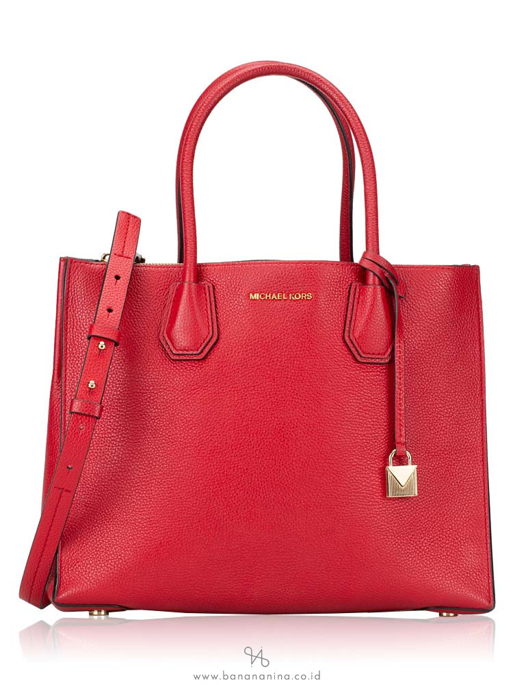 MICHAEL KORS Mercer Leather Large Tote Bright Red