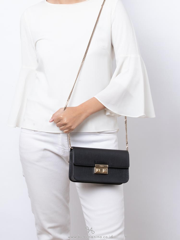 FURLA Bella XL Saffiano Crossbody Black