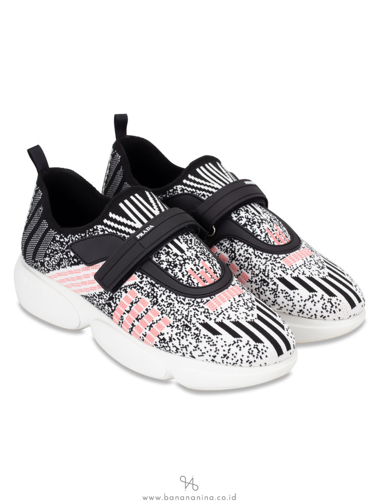 PRADA 1S217L Cloudbust Sneakers Black White Pink Sz 38