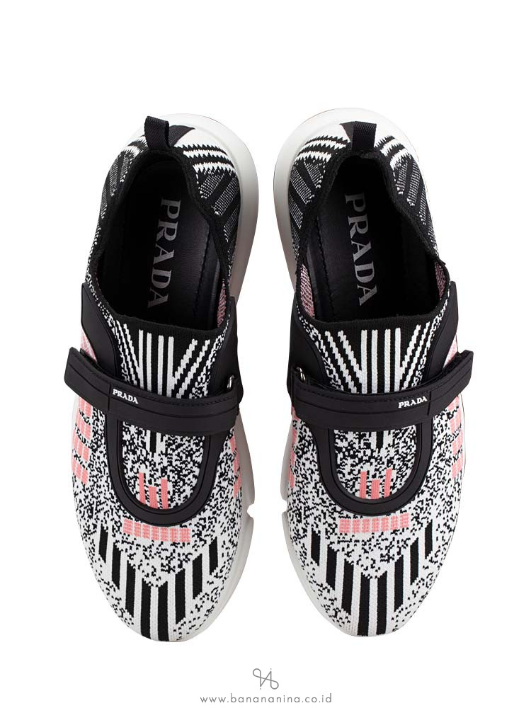 PRADA 1S217L Cloudbust Sneakers Black White Pink Sz 38