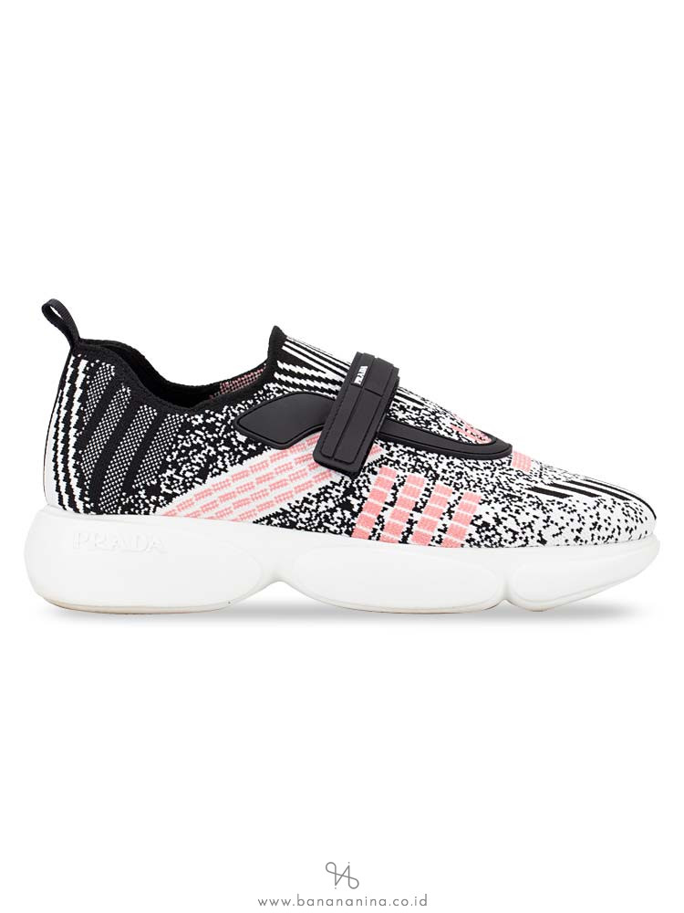 PRADA 1S217L Cloudbust Sneakers Black White Pink Sz 38