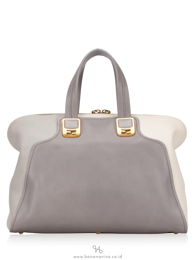FENDI Large Tri-Color Chameleon Tote Ivory Grey