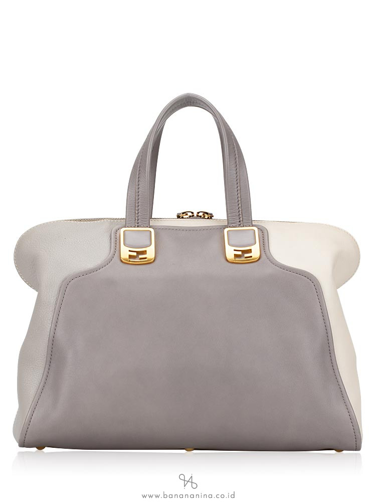 FENDI Large Tri-Color Chameleon Tote Ivory Grey