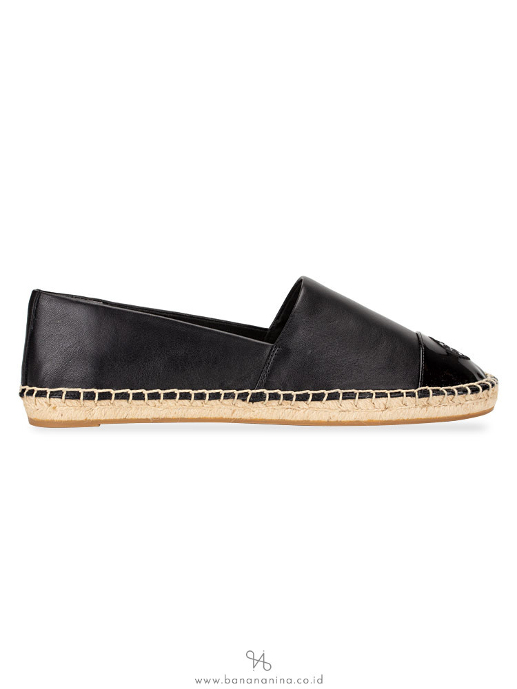 TORY BURCH Colorblock Mixed Leather Espadrille Perfect Black Sz 6.5