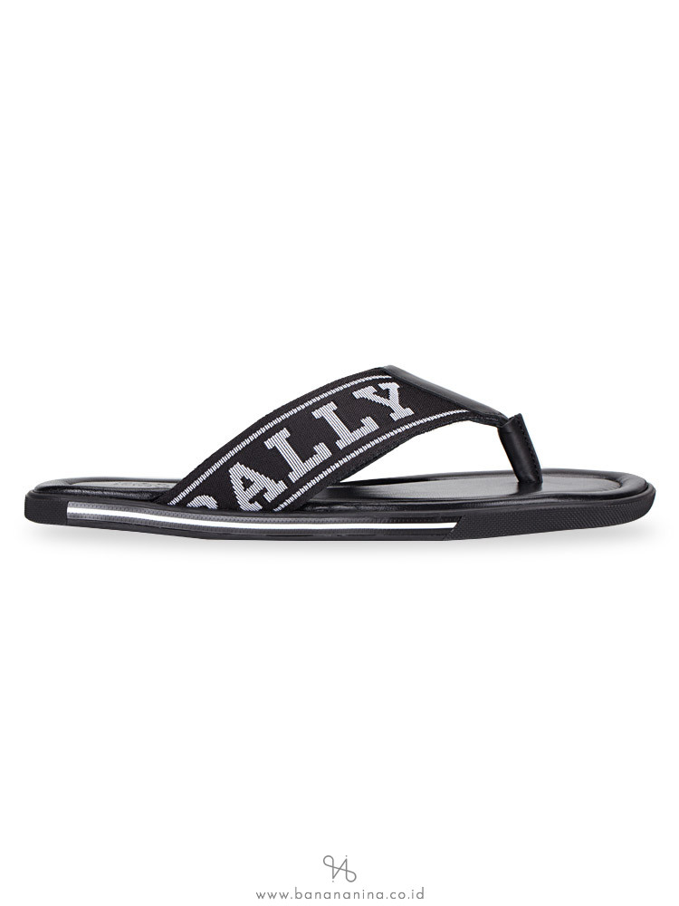 BALLY Men Border Leather Sandals Black Sz 41