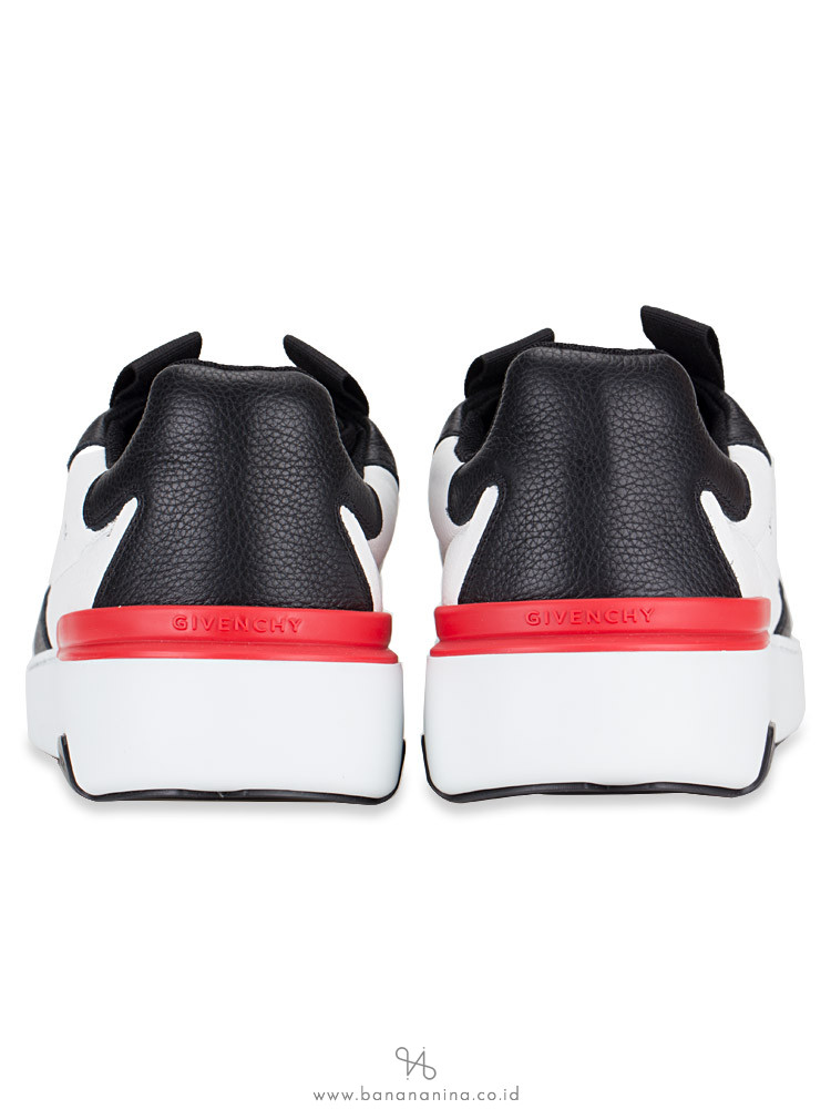 GIVENCHY Men Two-Toned Wing Leather Sneakers Noir Blanc Sz 42