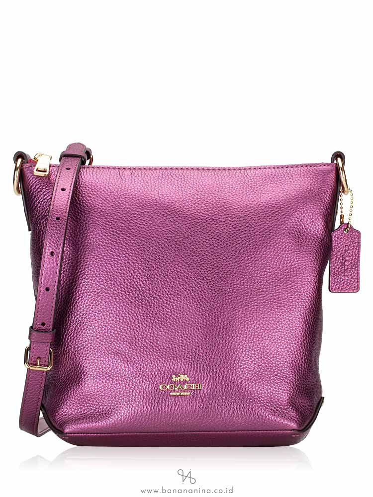 COACH 87691 Leather Mini Abby Duffle Metallic Berry