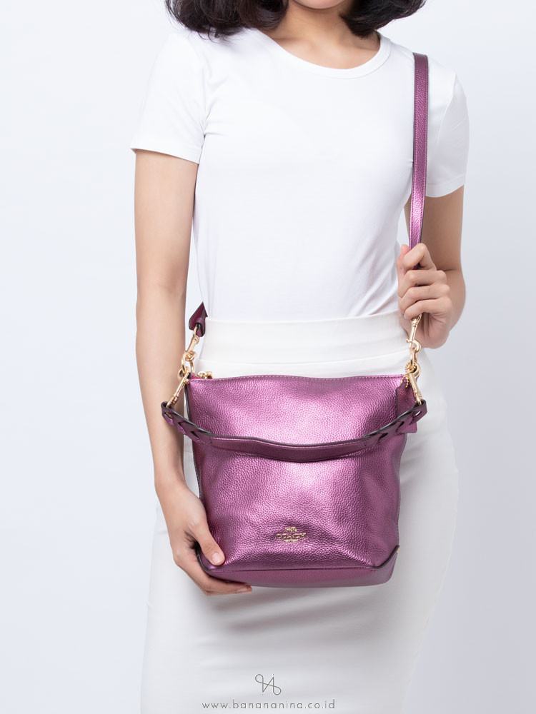 COACH 87691 Leather Mini Abby Duffle Metallic Berry
