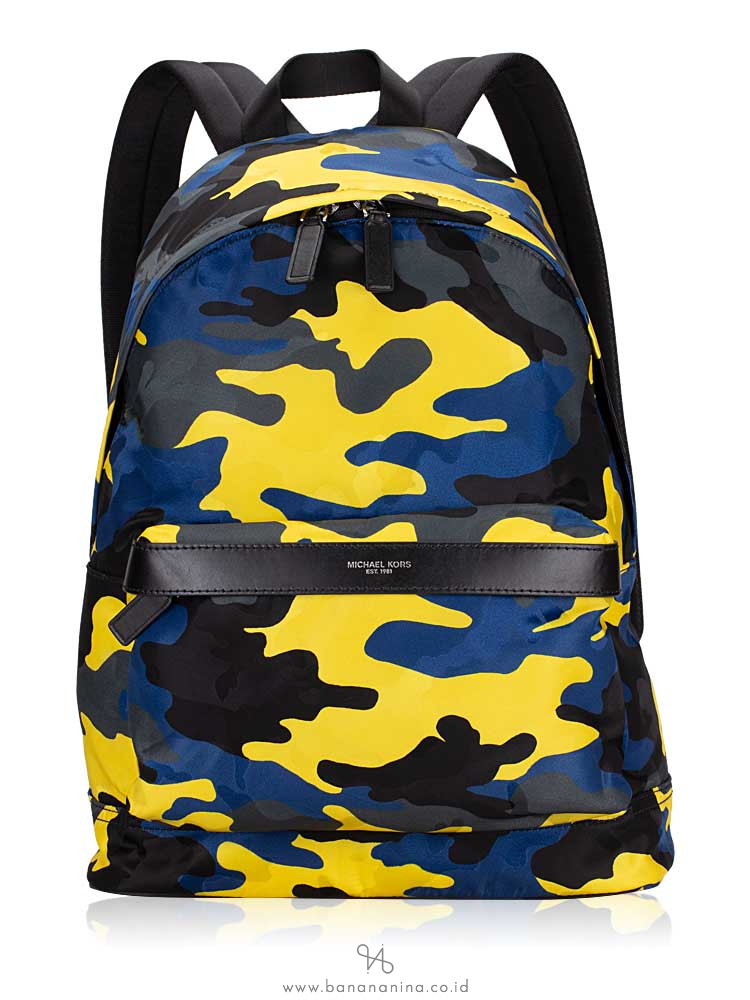 MICHAEL KORS Men Kent Nylon Backpack Indigo Lemon