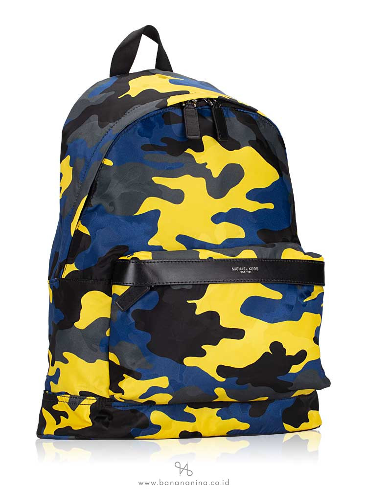 MICHAEL KORS Men Kent Nylon Backpack Indigo Lemon