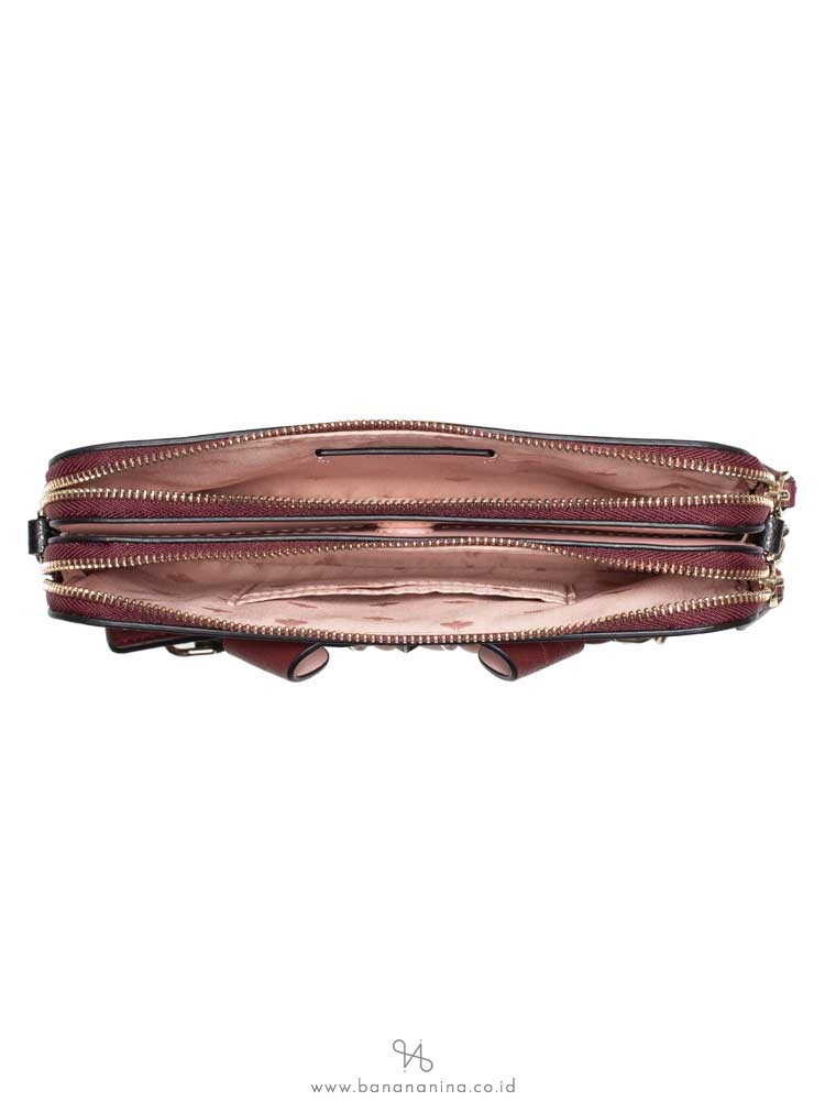 KATE SPADE Floral Pup Double Zip Small Crossbody Cherrywood
