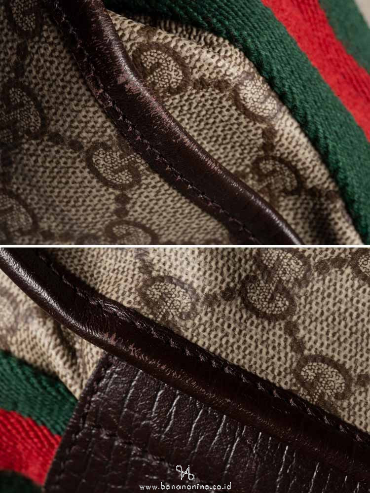 GUCCI GG Plus Web Large Messenger Beige Ebony