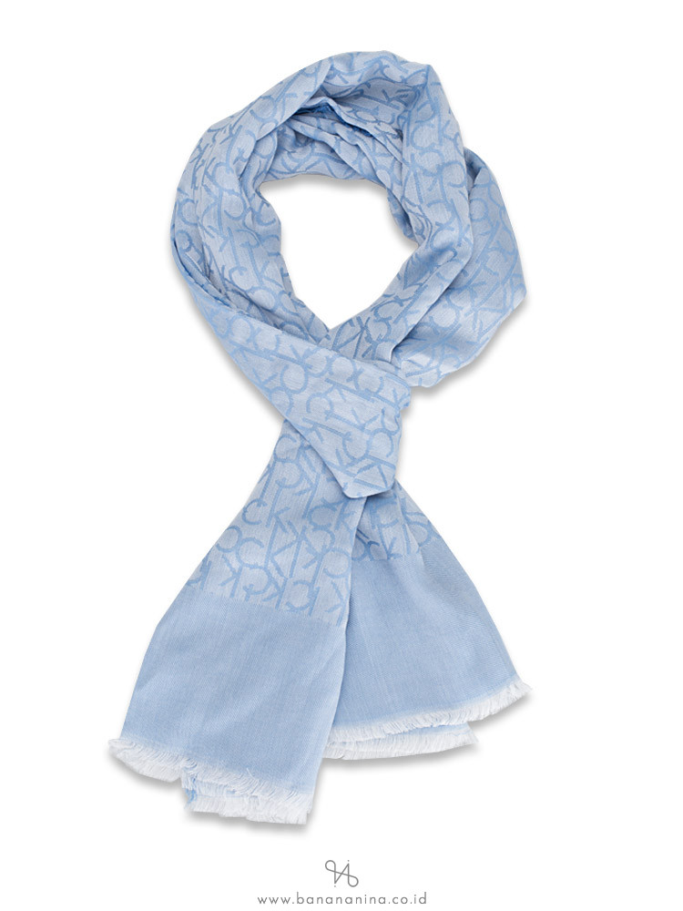 CALVIN KLEIN Signature Fray Trim Scarf Denim