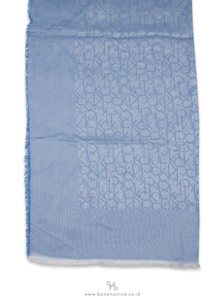 CALVIN KLEIN Signature Fray Trim Scarf Denim