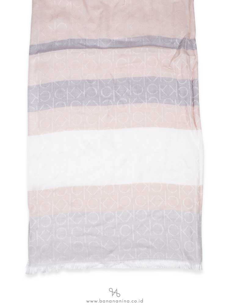 CALVIN KLEIN Colorblock Logo Pashmina Heathered Almond