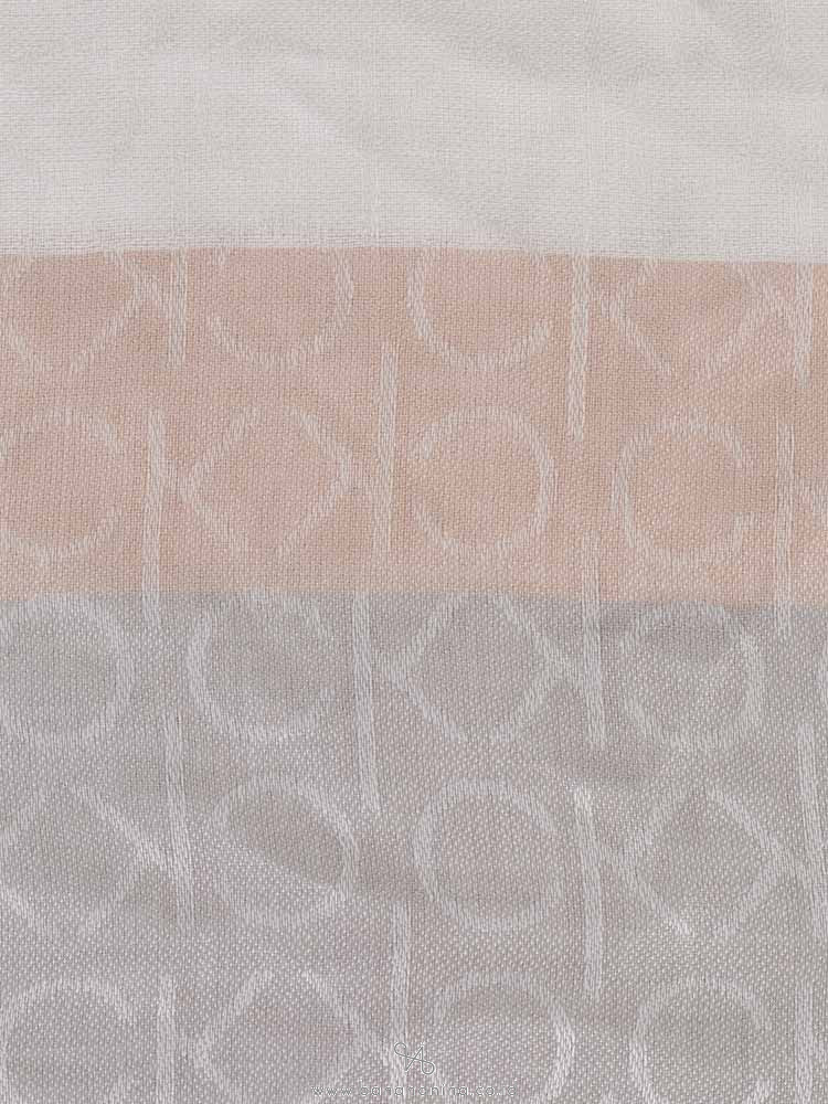 CALVIN KLEIN Colorblock Logo Pashmina Heathered Almond
