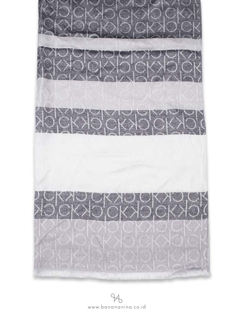 CALVIN KLEIN Colorblock Logo Pashmina Grey