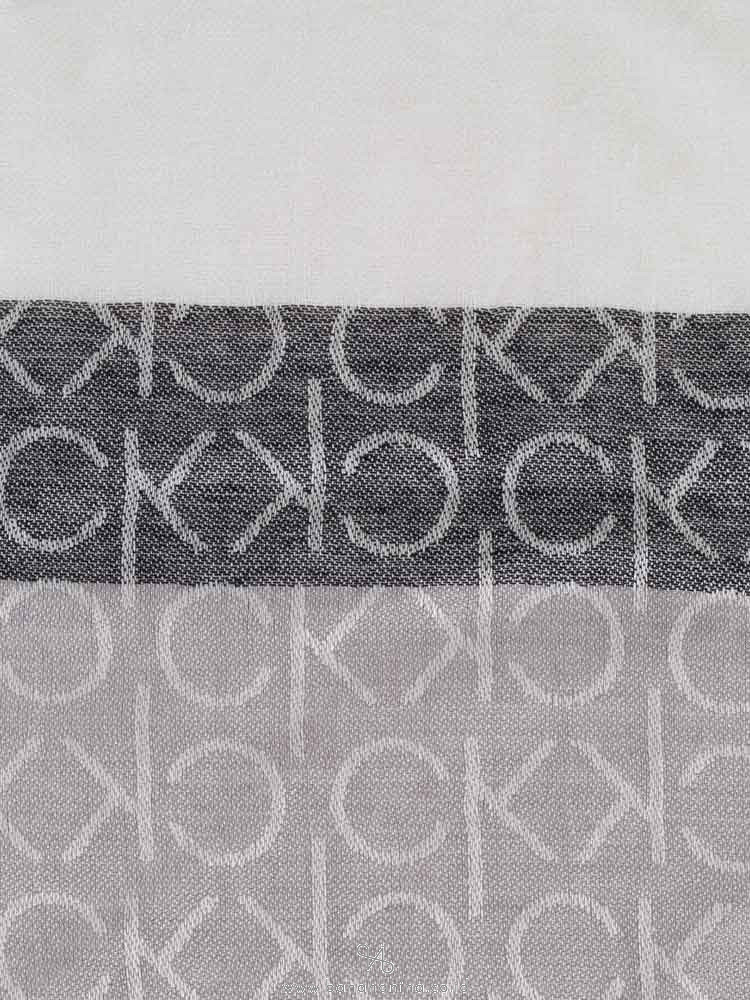 CALVIN KLEIN Colorblock Logo Pashmina Grey