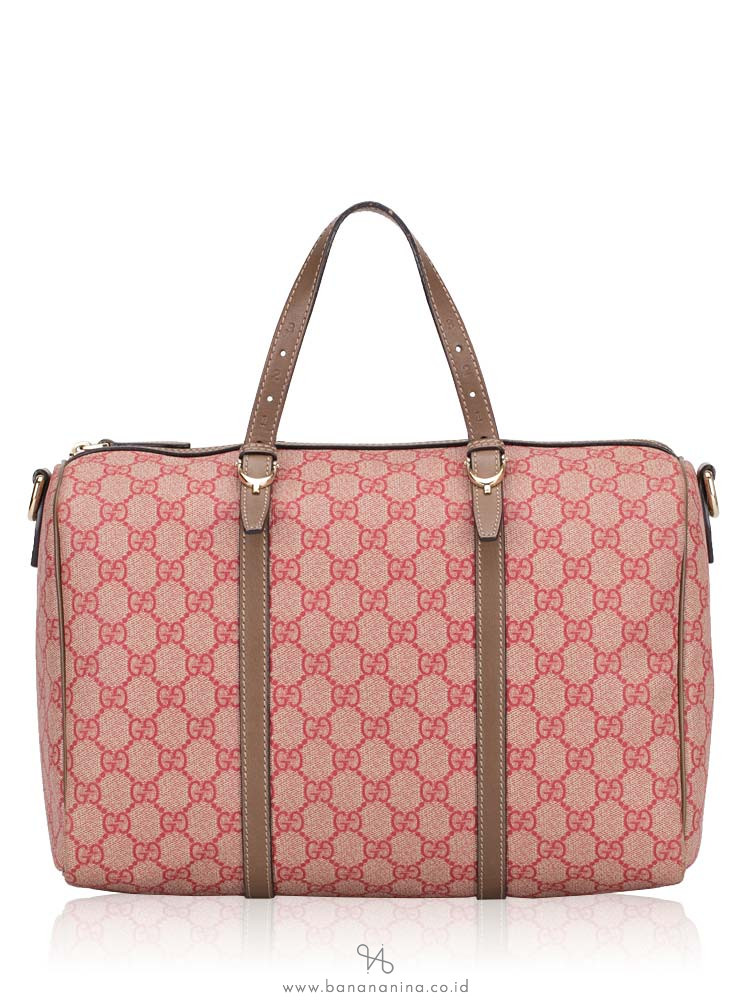 GUCCI GG Supreme Nice Medium Boston with Strap Beige Pink
