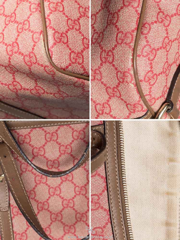 GUCCI GG Supreme Nice Medium Boston with Strap Beige Pink