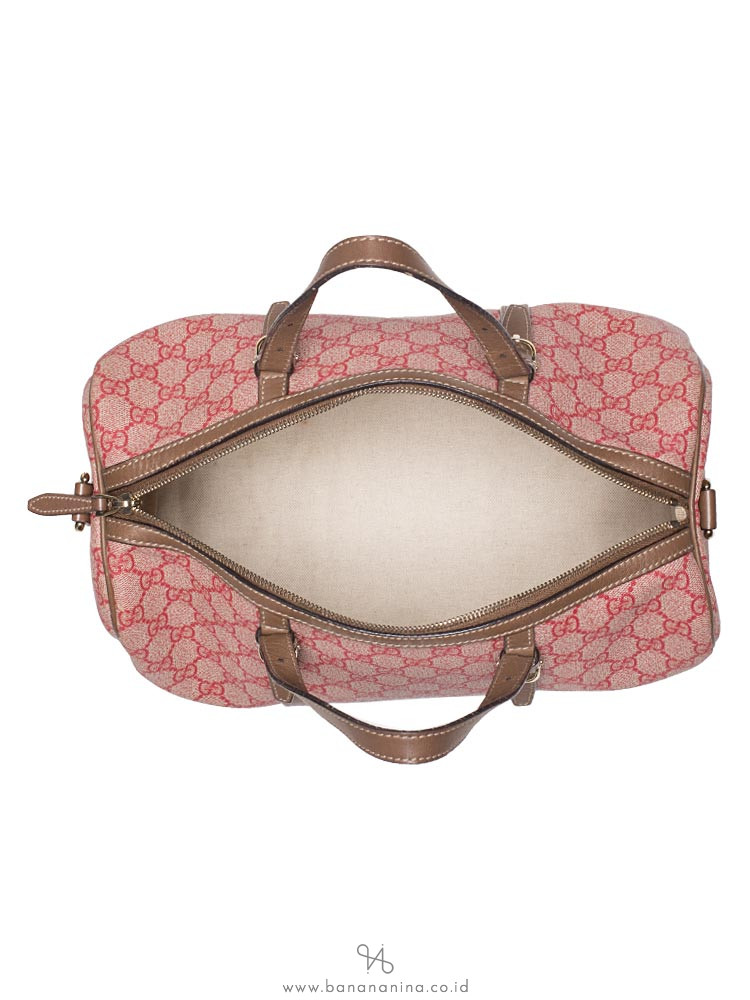 GUCCI GG Supreme Nice Medium Boston with Strap Beige Pink