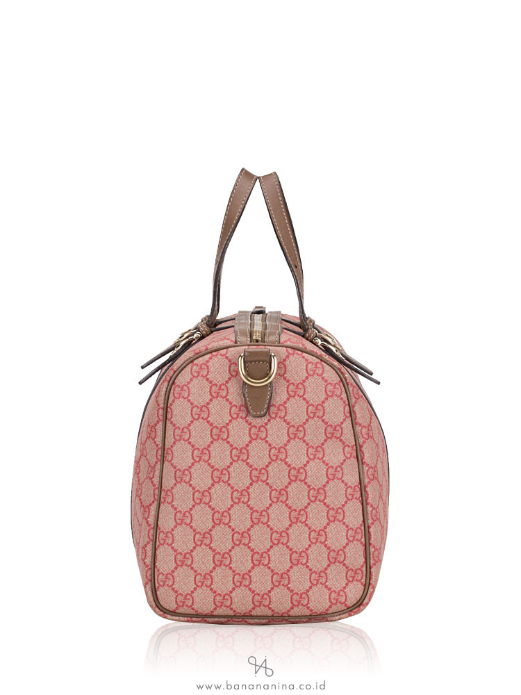 GUCCI GG Supreme Nice Medium Boston with Strap Beige Pink