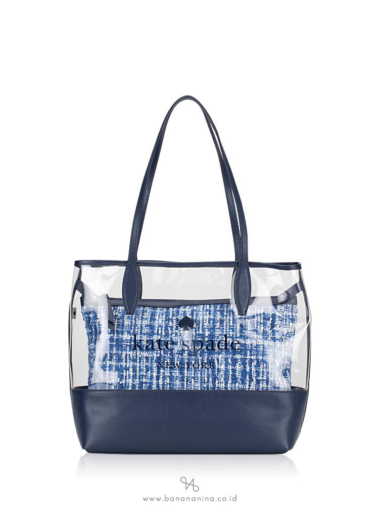 KATE SPADE Ash Large Triple Compartment See Through Tote Blue Multi