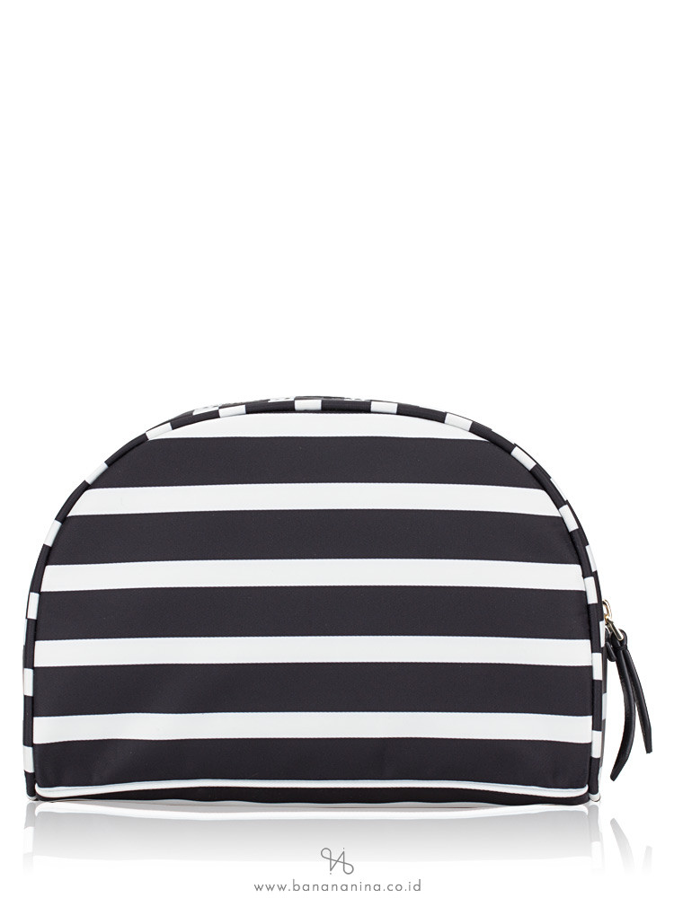 KATE SPADE Dawn Sailing Stripe Medium Dome Cosmetic Black Multi