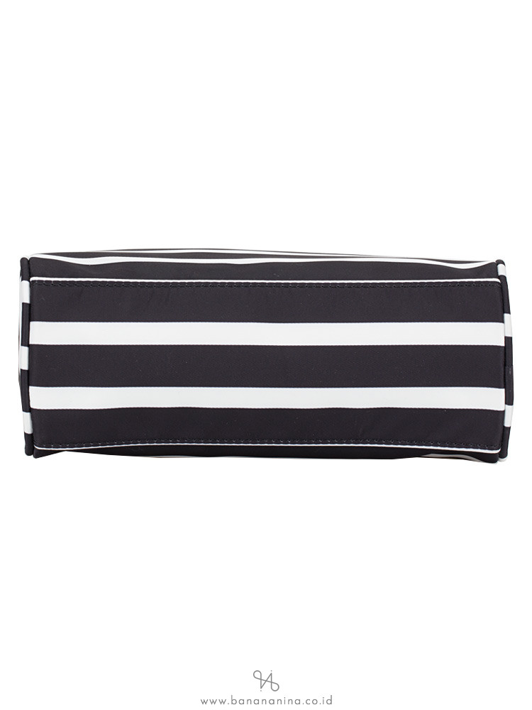 KATE SPADE Dawn Sailing Stripe Medium Dome Cosmetic Black Multi