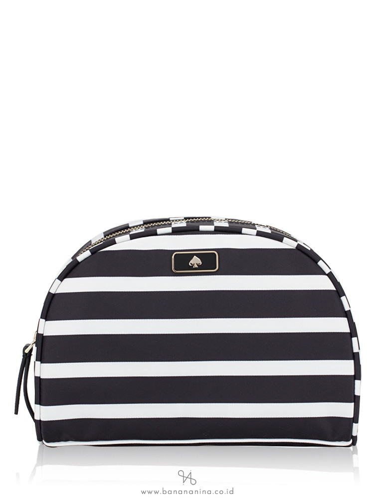 KATE SPADE Dawn Sailing Stripe Medium Dome Cosmetic Black Multi