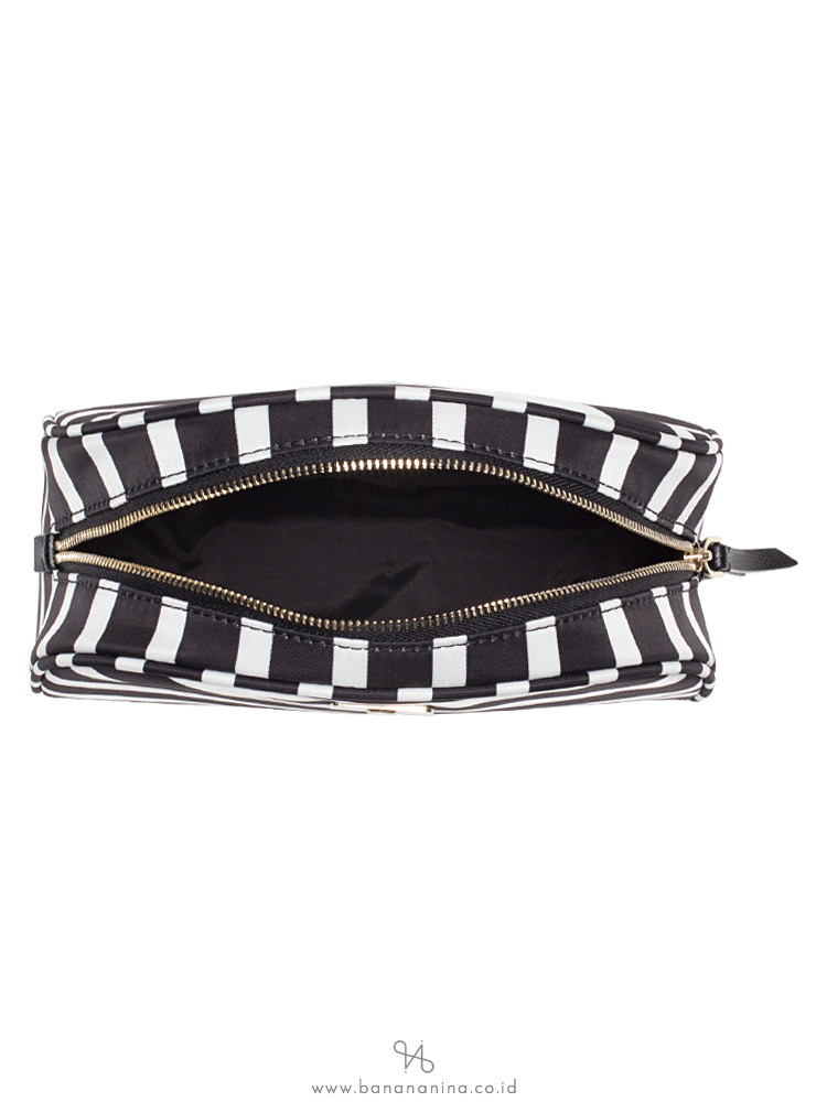 KATE SPADE Dawn Sailing Stripe Medium Dome Cosmetic Black Multi