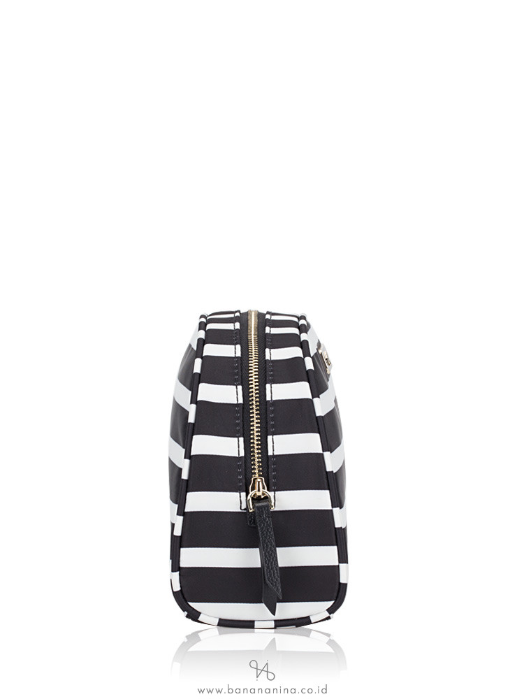 KATE SPADE Dawn Sailing Stripe Medium Dome Cosmetic Black Multi