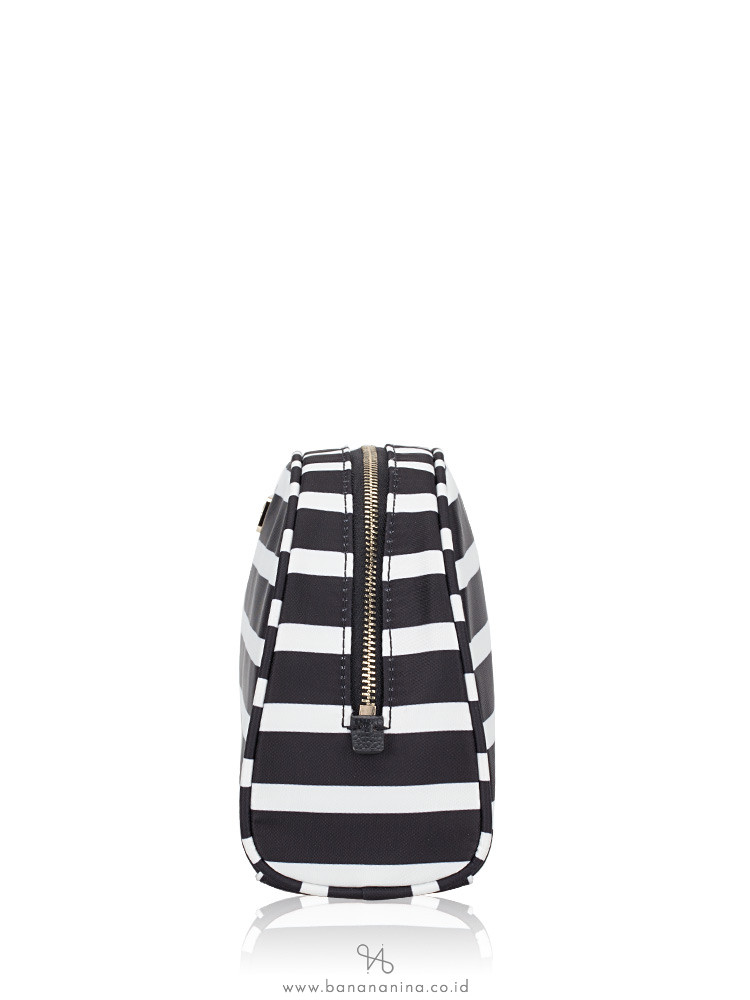 KATE SPADE Dawn Sailing Stripe Medium Dome Cosmetic Black Multi