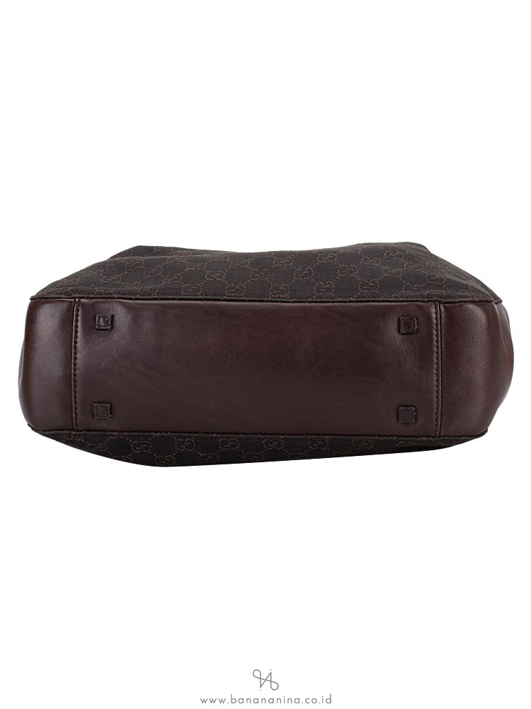 GUCCI Vintage GG Canvas Tote Bag Dark Brown