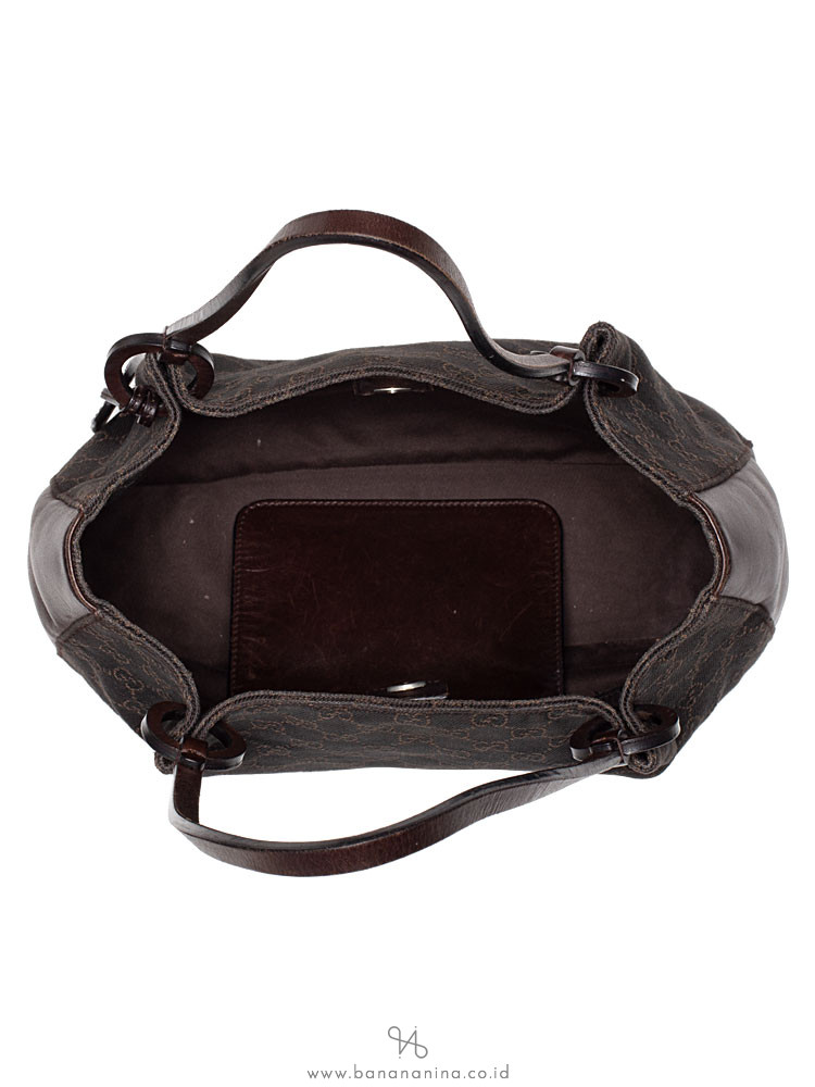 GUCCI Vintage GG Canvas Tote Bag Dark Brown