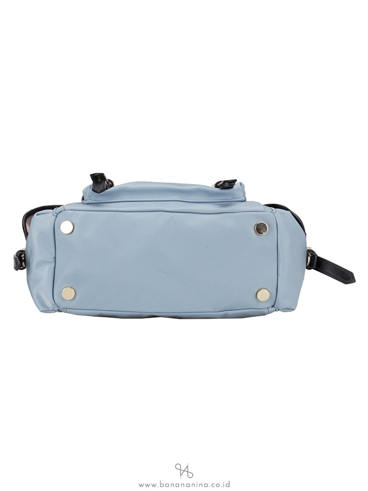 MICHAEL KORS Leila Nylon Small Flap Studded Backpack Pale Blue