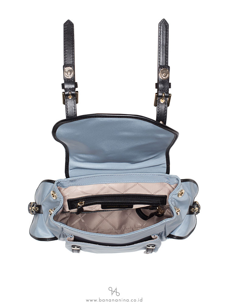 MICHAEL KORS Leila Nylon Small Flap Studded Backpack Pale Blue