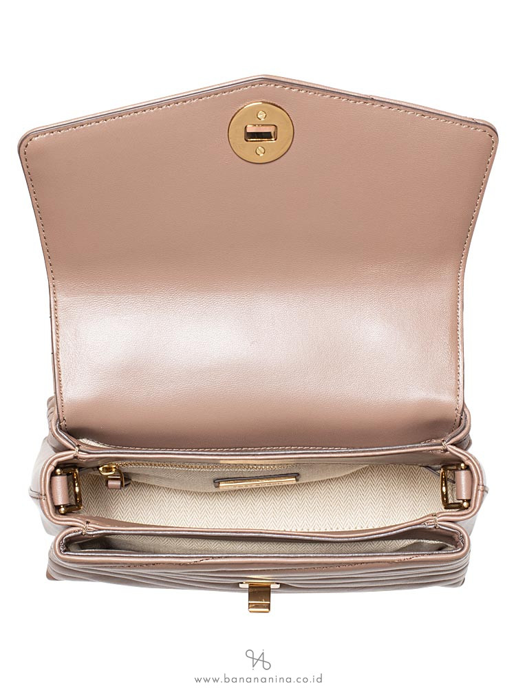 TORY BURCH Kira Chevron Top Handle Satchel Classic Taupe