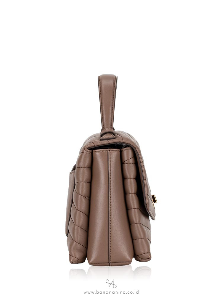 TORY BURCH Kira Chevron Top Handle Satchel Classic Taupe