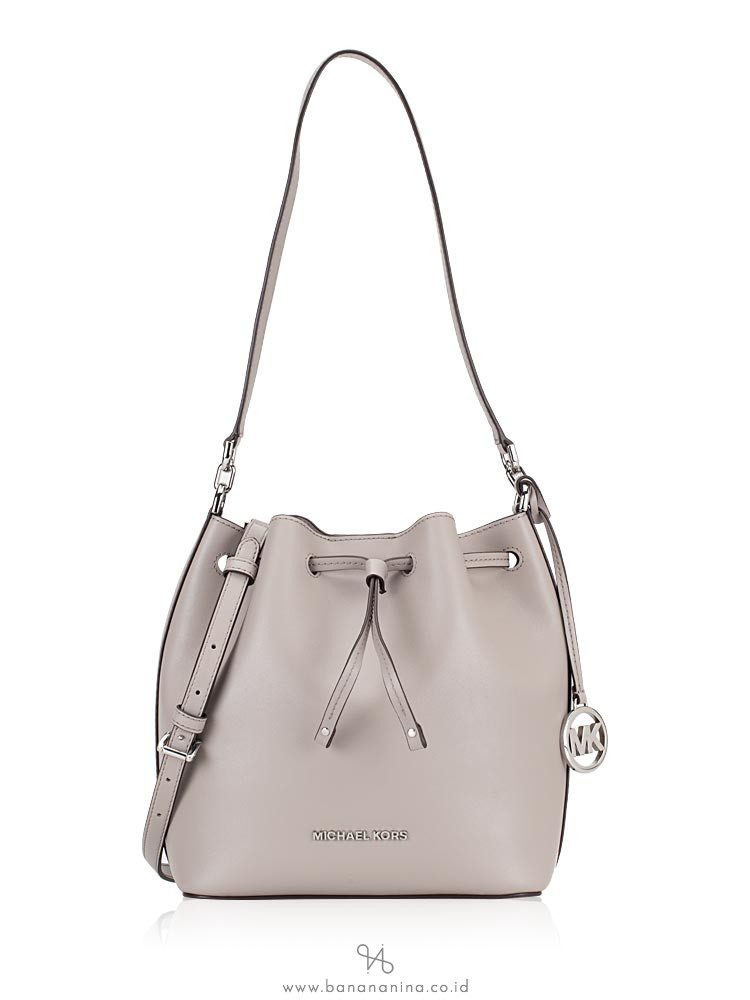 MICHAEL KORS Eden Leather Medium Bucket Bag Pearl Grey