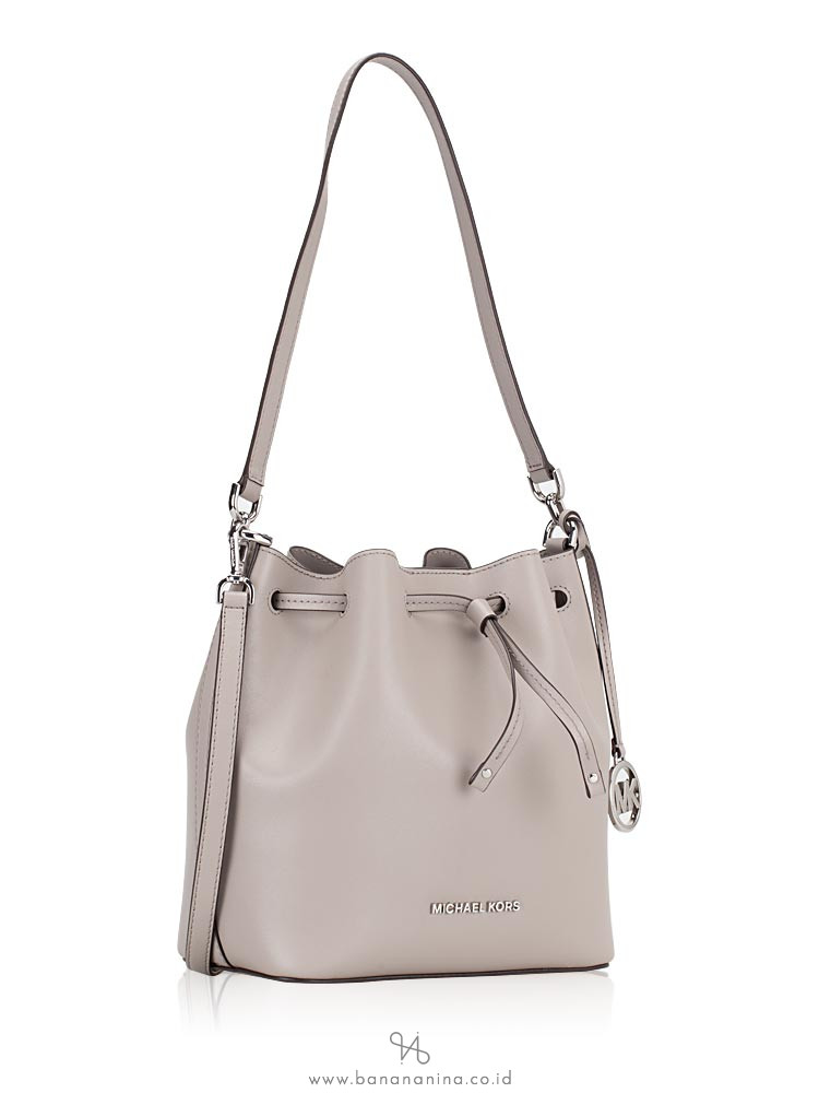 MICHAEL KORS Eden Leather Medium Bucket Bag Pearl Grey