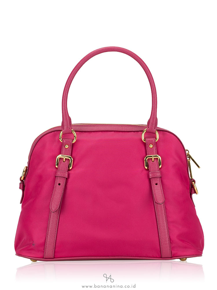 PRADA 1BB013 Tessuto Saffiano Satchel Ibisco Pink