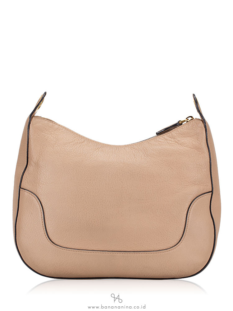 PRADA 1BC052 Vitello Daino Hobo Cammeo