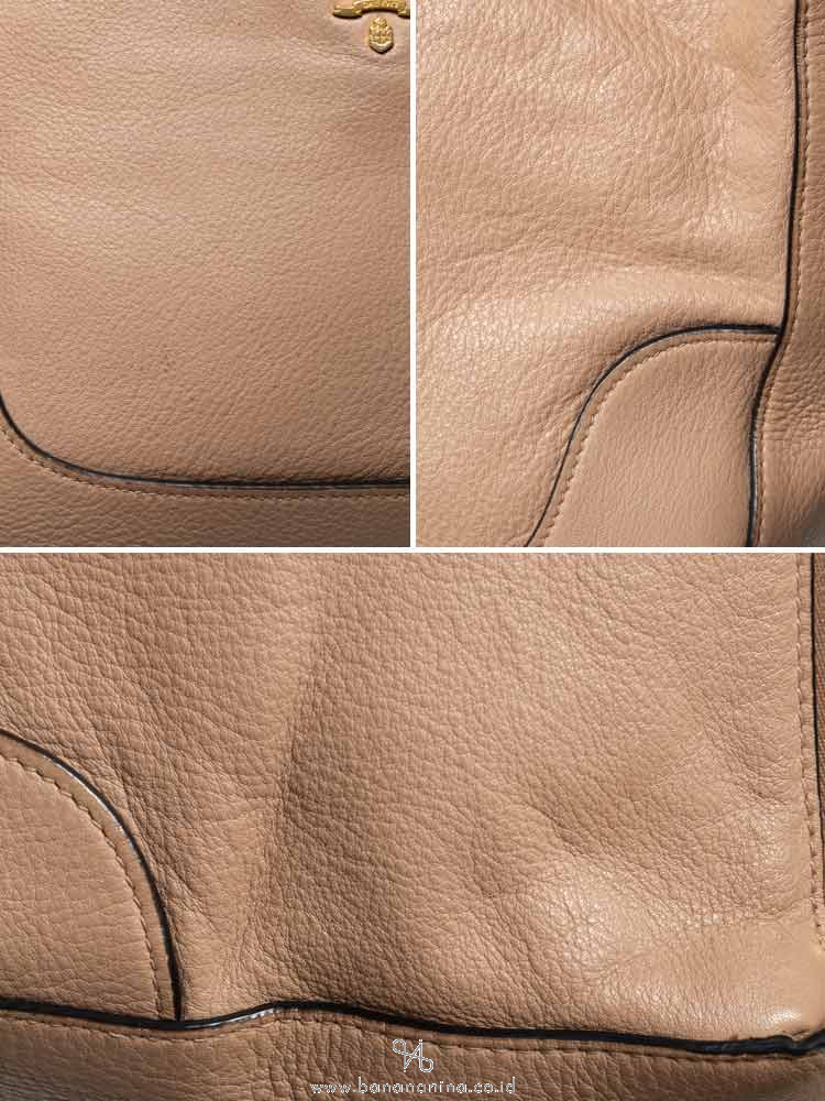 PRADA 1BC052 Vitello Daino Hobo Cammeo