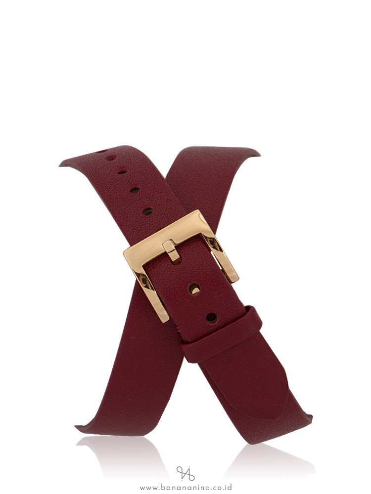 TORY BURCH TBW4031 Reva Leather Double Wrap Watch Cranberry