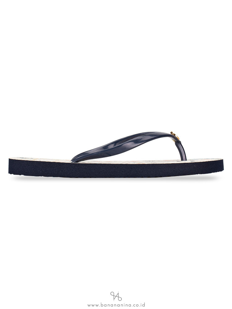 TORY BURCH Thin Printed Flip Flops Poetry Of Things Ivory Navy Sz 8